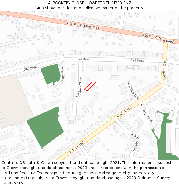 4, ROOKERY CLOSE, LOWESTOFT, NR33 9NZ: Location map and indicative extent of plot