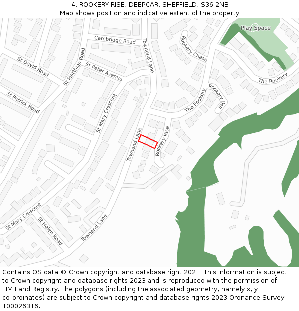 4, ROOKERY RISE, DEEPCAR, SHEFFIELD, S36 2NB: Location map and indicative extent of plot