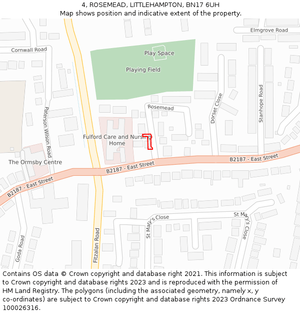 4, ROSEMEAD, LITTLEHAMPTON, BN17 6UH: Location map and indicative extent of plot
