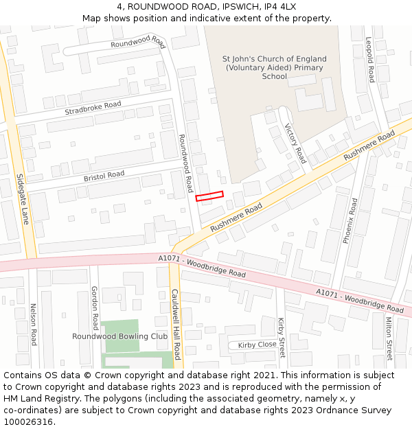 4, ROUNDWOOD ROAD, IPSWICH, IP4 4LX: Location map and indicative extent of plot