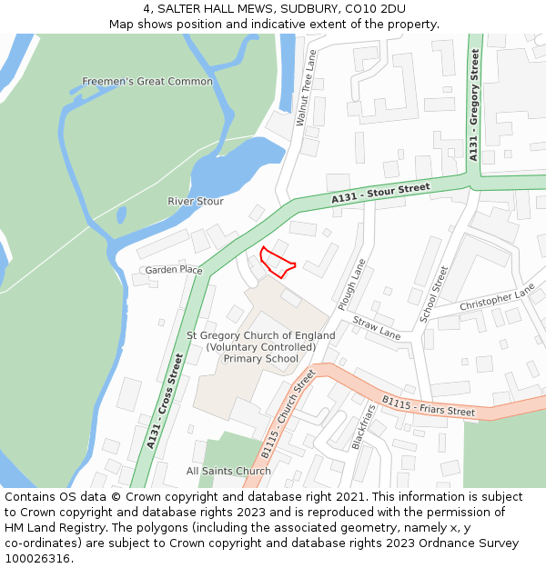 4, SALTER HALL MEWS, SUDBURY, CO10 2DU: Location map and indicative extent of plot