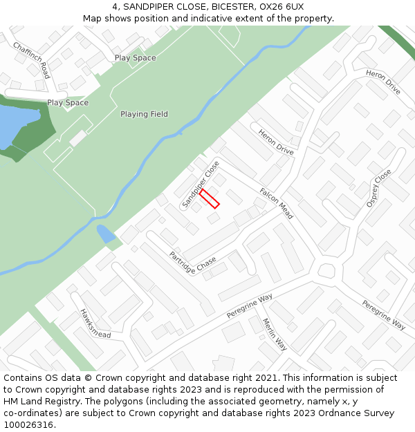 4, SANDPIPER CLOSE, BICESTER, OX26 6UX: Location map and indicative extent of plot