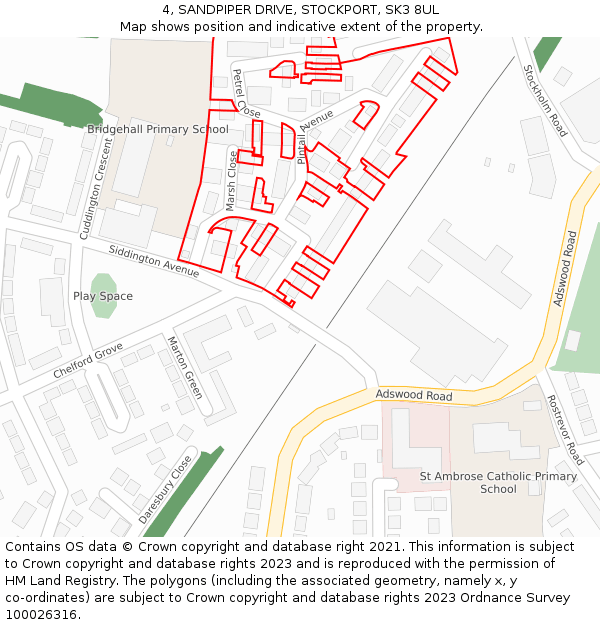 4, SANDPIPER DRIVE, STOCKPORT, SK3 8UL: Location map and indicative extent of plot