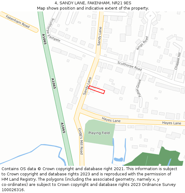 4, SANDY LANE, FAKENHAM, NR21 9ES: Location map and indicative extent of plot