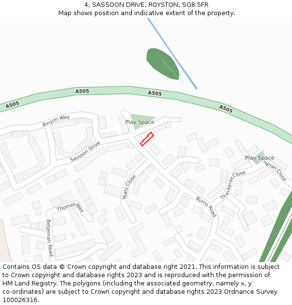 4, SASSOON DRIVE, ROYSTON, SG8 5FR: Location map and indicative extent of plot