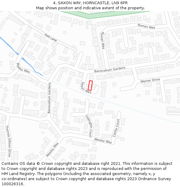 4, SAXON WAY, HORNCASTLE, LN9 6PR: Location map and indicative extent of plot