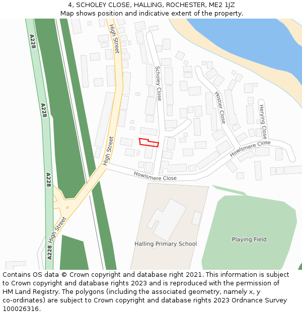4, SCHOLEY CLOSE, HALLING, ROCHESTER, ME2 1JZ: Location map and indicative extent of plot