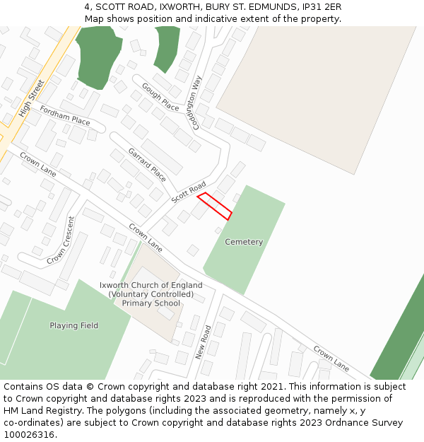 4, SCOTT ROAD, IXWORTH, BURY ST. EDMUNDS, IP31 2ER: Location map and indicative extent of plot