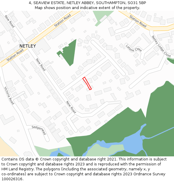 4, SEAVIEW ESTATE, NETLEY ABBEY, SOUTHAMPTON, SO31 5BP: Location map and indicative extent of plot
