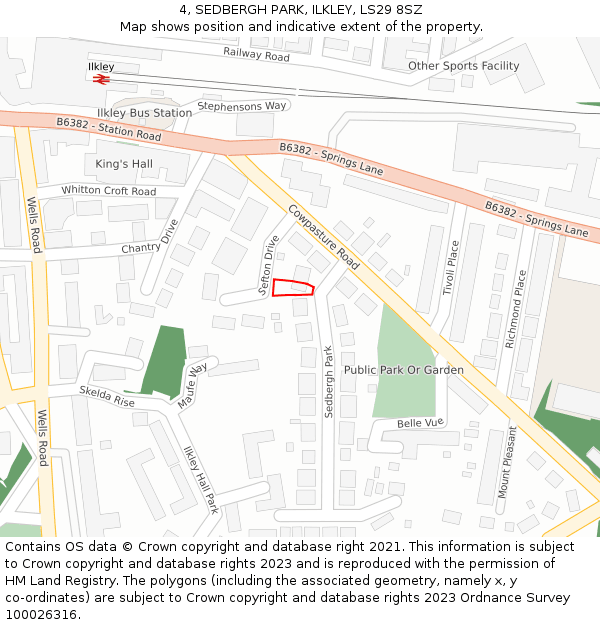 4, SEDBERGH PARK, ILKLEY, LS29 8SZ: Location map and indicative extent of plot