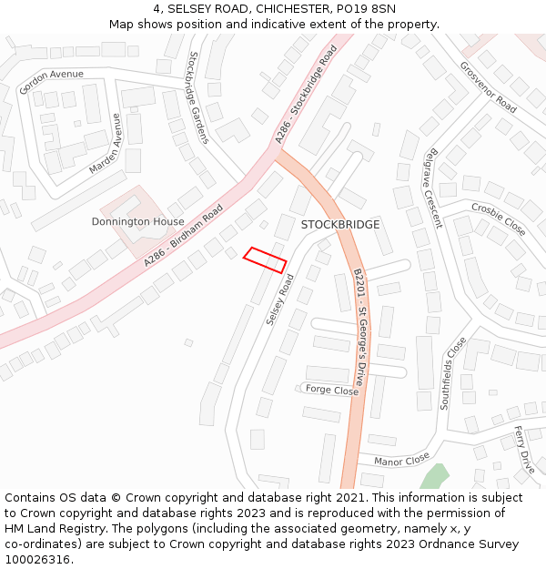 4, SELSEY ROAD, CHICHESTER, PO19 8SN: Location map and indicative extent of plot