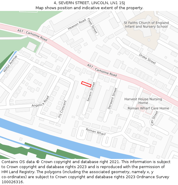 4, SEVERN STREET, LINCOLN, LN1 1SJ: Location map and indicative extent of plot