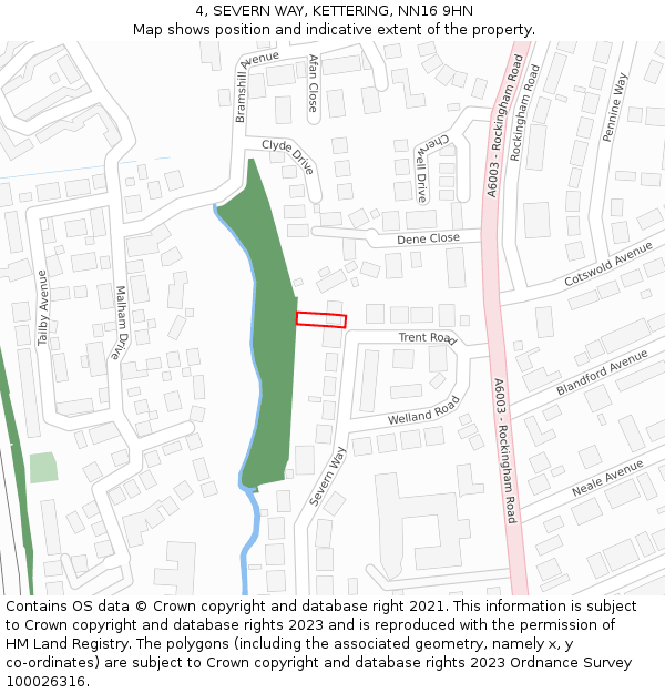 4, SEVERN WAY, KETTERING, NN16 9HN: Location map and indicative extent of plot