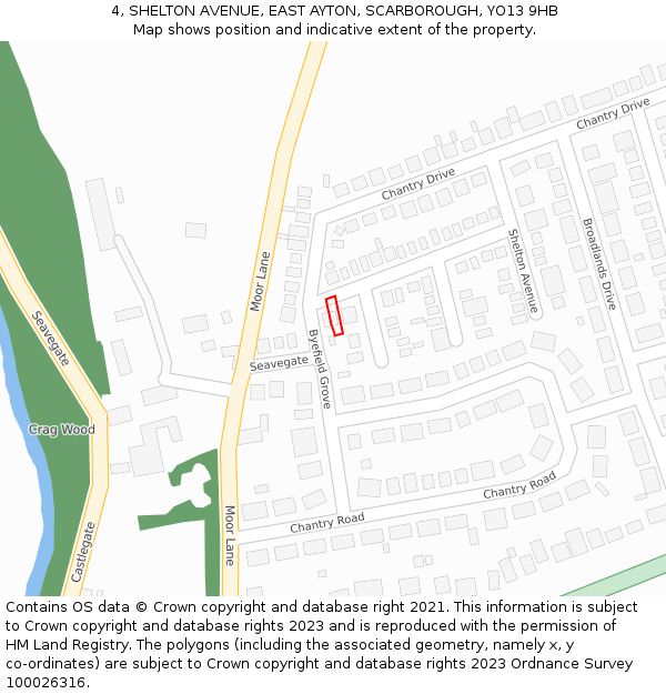 4, SHELTON AVENUE, EAST AYTON, SCARBOROUGH, YO13 9HB: Location map and indicative extent of plot
