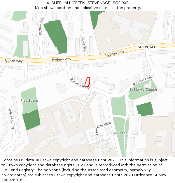 4, SHEPHALL GREEN, STEVENAGE, SG2 9XR: Location map and indicative extent of plot