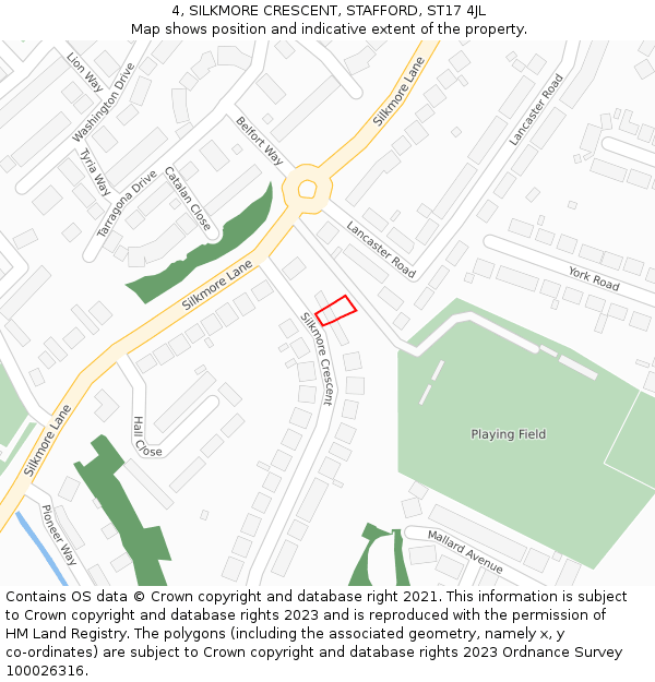 4, SILKMORE CRESCENT, STAFFORD, ST17 4JL: Location map and indicative extent of plot