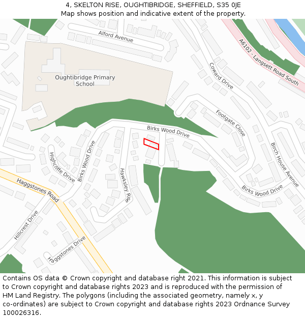 4, SKELTON RISE, OUGHTIBRIDGE, SHEFFIELD, S35 0JE: Location map and indicative extent of plot