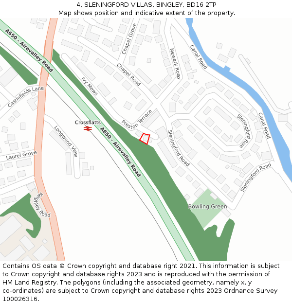 4, SLENINGFORD VILLAS, BINGLEY, BD16 2TP: Location map and indicative extent of plot