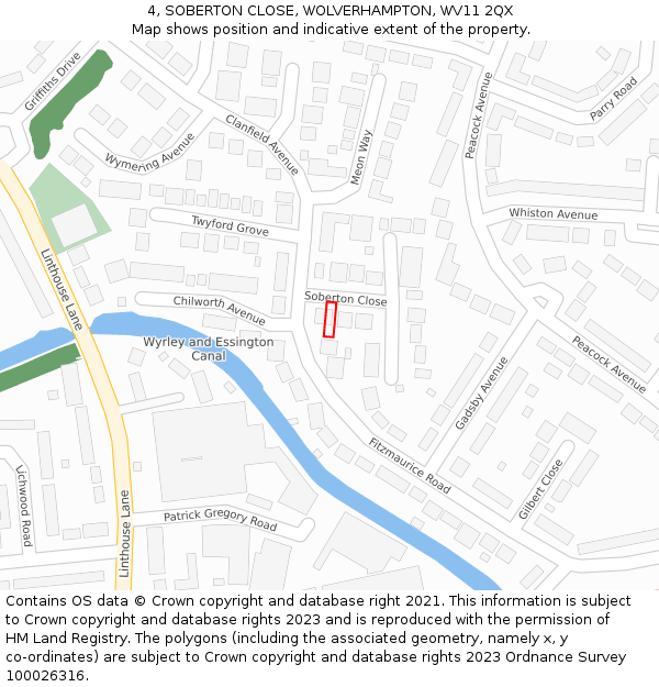 4, SOBERTON CLOSE, WOLVERHAMPTON, WV11 2QX: Location map and indicative extent of plot