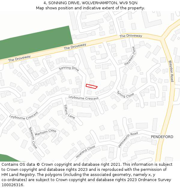 4, SONNING DRIVE, WOLVERHAMPTON, WV9 5QN: Location map and indicative extent of plot