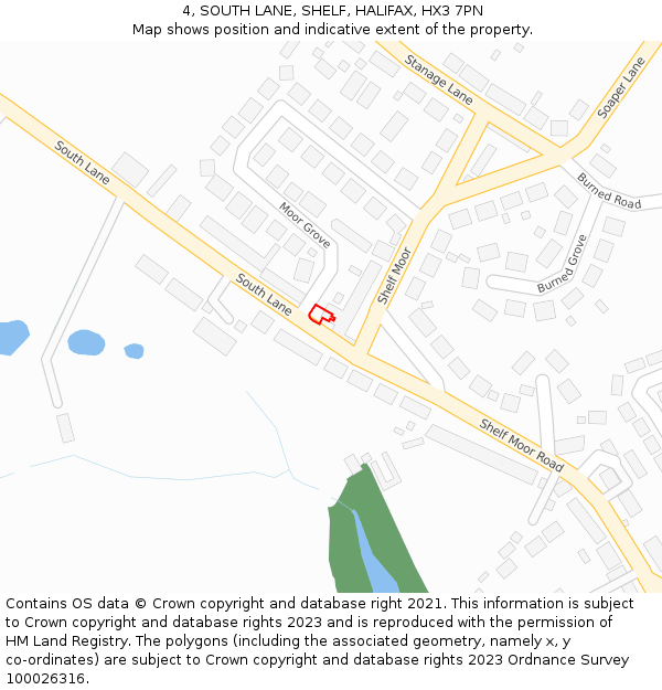 4, SOUTH LANE, SHELF, HALIFAX, HX3 7PN: Location map and indicative extent of plot