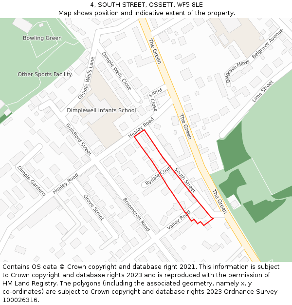 4, SOUTH STREET, OSSETT, WF5 8LE: Location map and indicative extent of plot
