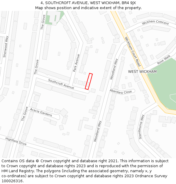 4, SOUTHCROFT AVENUE, WEST WICKHAM, BR4 9JX: Location map and indicative extent of plot
