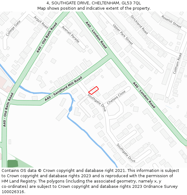 4, SOUTHGATE DRIVE, CHELTENHAM, GL53 7QL: Location map and indicative extent of plot