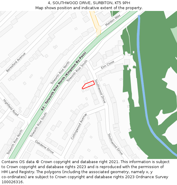 4, SOUTHWOOD DRIVE, SURBITON, KT5 9PH: Location map and indicative extent of plot