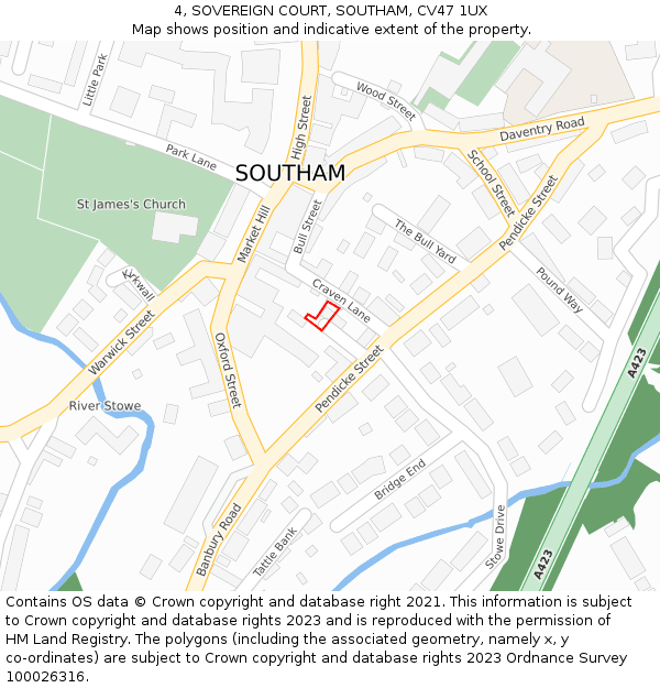 4, SOVEREIGN COURT, SOUTHAM, CV47 1UX: Location map and indicative extent of plot