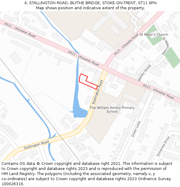 4, STALLINGTON ROAD, BLYTHE BRIDGE, STOKE-ON-TRENT, ST11 9PN: Location map and indicative extent of plot