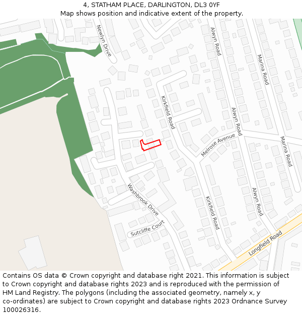 4, STATHAM PLACE, DARLINGTON, DL3 0YF: Location map and indicative extent of plot