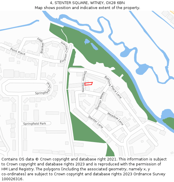 4, STENTER SQUARE, WITNEY, OX28 6BN: Location map and indicative extent of plot