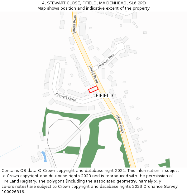 4, STEWART CLOSE, FIFIELD, MAIDENHEAD, SL6 2PD: Location map and indicative extent of plot