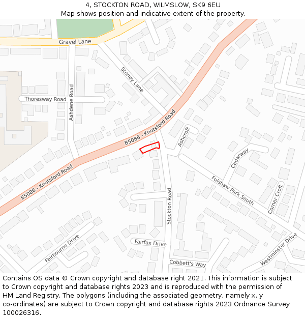4, STOCKTON ROAD, WILMSLOW, SK9 6EU: Location map and indicative extent of plot