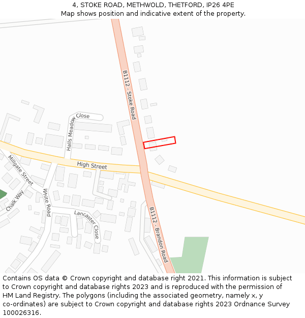 4, STOKE ROAD, METHWOLD, THETFORD, IP26 4PE: Location map and indicative extent of plot