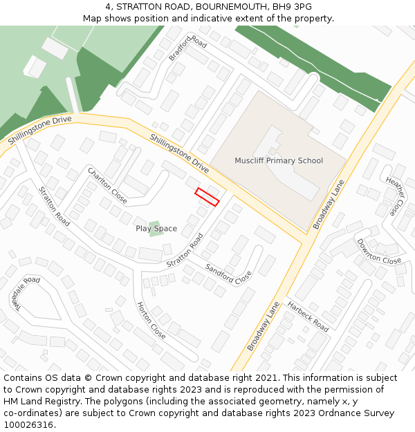 4, STRATTON ROAD, BOURNEMOUTH, BH9 3PG: Location map and indicative extent of plot