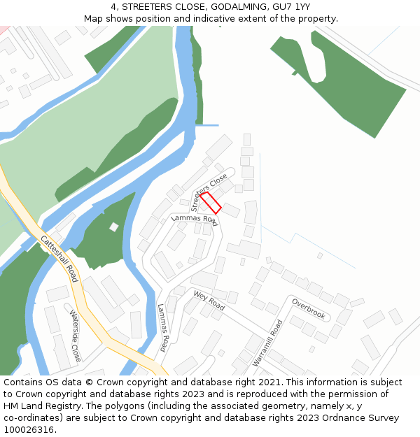 4, STREETERS CLOSE, GODALMING, GU7 1YY: Location map and indicative extent of plot