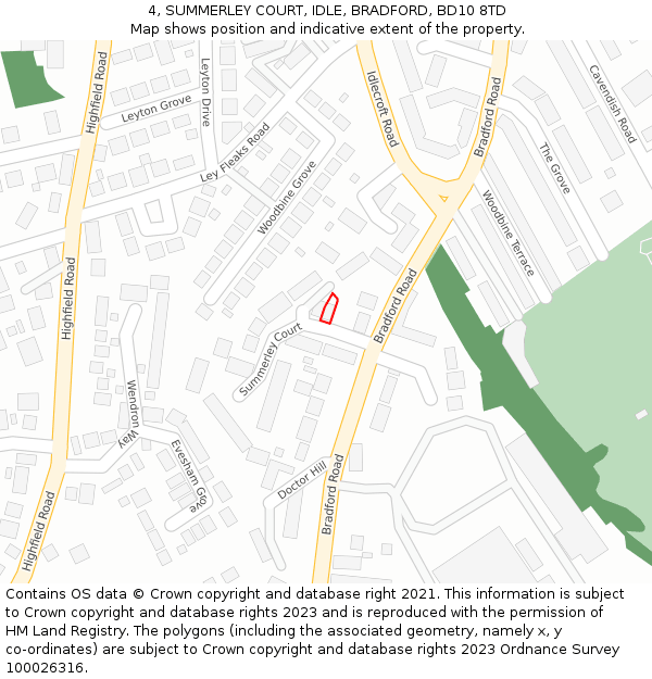 4, SUMMERLEY COURT, IDLE, BRADFORD, BD10 8TD: Location map and indicative extent of plot