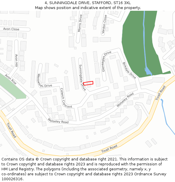 4, SUNNINGDALE DRIVE, STAFFORD, ST16 3XL: Location map and indicative extent of plot