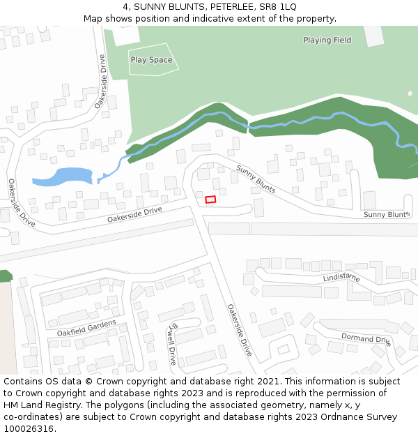 4, SUNNY BLUNTS, PETERLEE, SR8 1LQ: Location map and indicative extent of plot