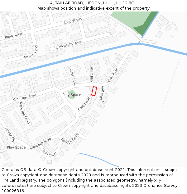 4, TAILLAR ROAD, HEDON, HULL, HU12 8GU: Location map and indicative extent of plot