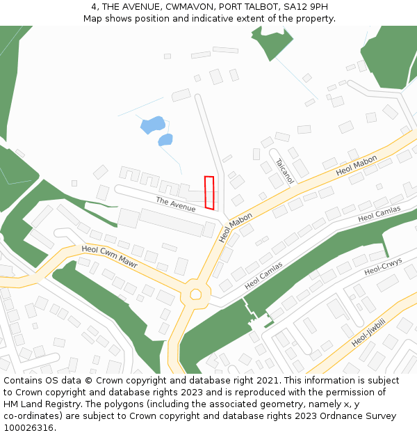 4, THE AVENUE, CWMAVON, PORT TALBOT, SA12 9PH: Location map and indicative extent of plot