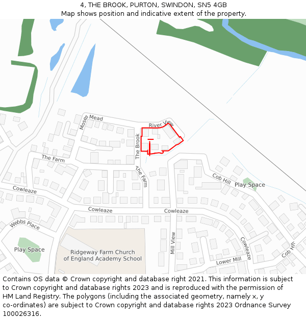 4, THE BROOK, PURTON, SWINDON, SN5 4GB: Location map and indicative extent of plot