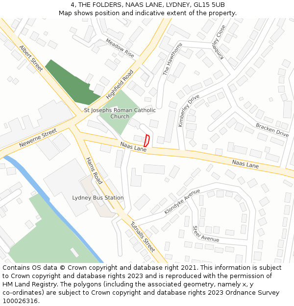 4, THE FOLDERS, NAAS LANE, LYDNEY, GL15 5UB: Location map and indicative extent of plot