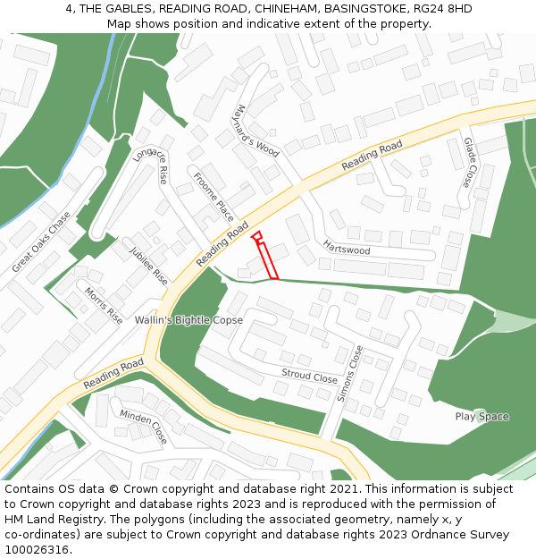 4, THE GABLES, READING ROAD, CHINEHAM, BASINGSTOKE, RG24 8HD: Location map and indicative extent of plot