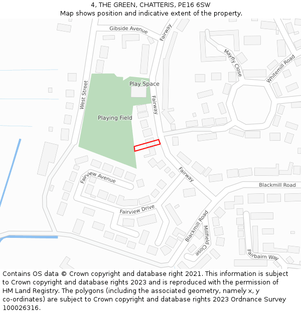4, THE GREEN, CHATTERIS, PE16 6SW: Location map and indicative extent of plot