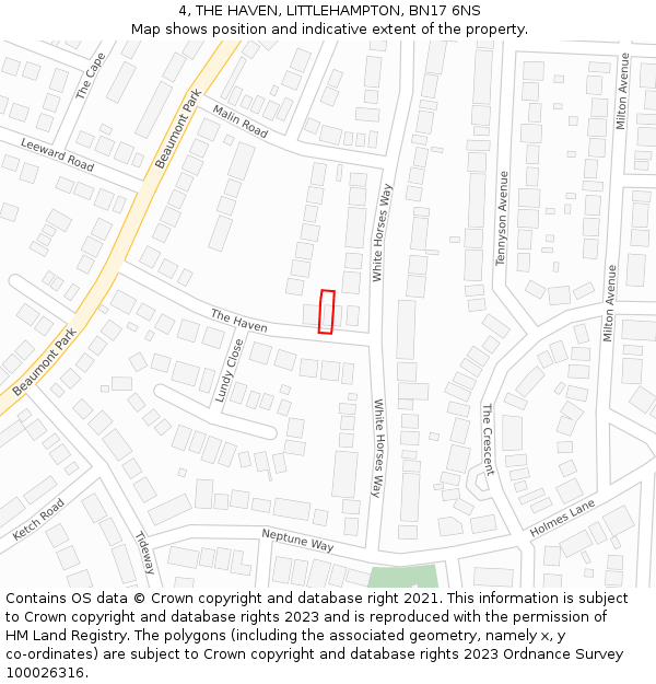 4, THE HAVEN, LITTLEHAMPTON, BN17 6NS: Location map and indicative extent of plot