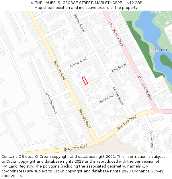 4, THE LAURELS, GEORGE STREET, MABLETHORPE, LN12 2BP: Location map and indicative extent of plot