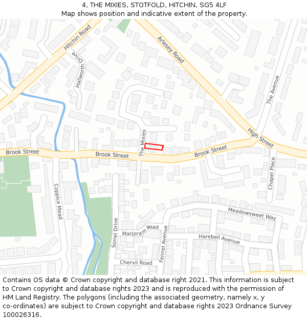 4, THE MIXIES, STOTFOLD, HITCHIN, SG5 4LF: Location map and indicative extent of plot
